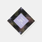 モダンカラフルおもしろい花火ブラック誕生日 スタンダードカクテルナプキン (角)