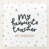 モダンカラフルお気に入りの先生のスターギフト ガラスコースター (正面)