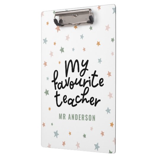 モダンカラフルお気に入りの先生のスターギフト クリップボード (左)