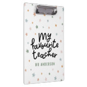 モダンカラフルお気に入りの先生のスターギフト クリップボード (右)