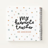 モダンカラフルお気に入りの先生星ギフト ノートブック (裏面)