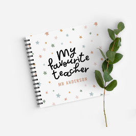 モダンカラフルお気に入りの先生星ギフト ノートブック