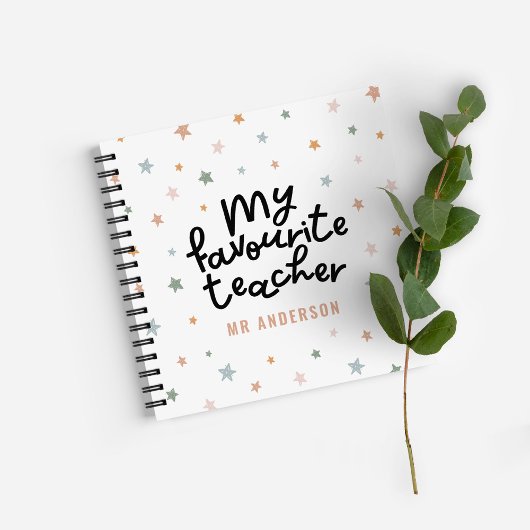 モダンカラフルお気に入りの先生星ギフト ノートブック