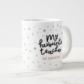 モダンカラフルお気に入りの先生星贈与コーヒー ジャンボコーヒーマグカップ (正面右)