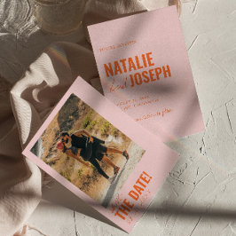 モダンカラフルお洒落ユニークおもしろい結婚写真 セーブザデート