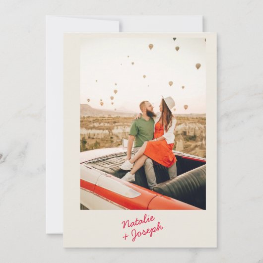 モダンカラフルお洒落レトロおもしろい結婚写真 招待状 (裏面)