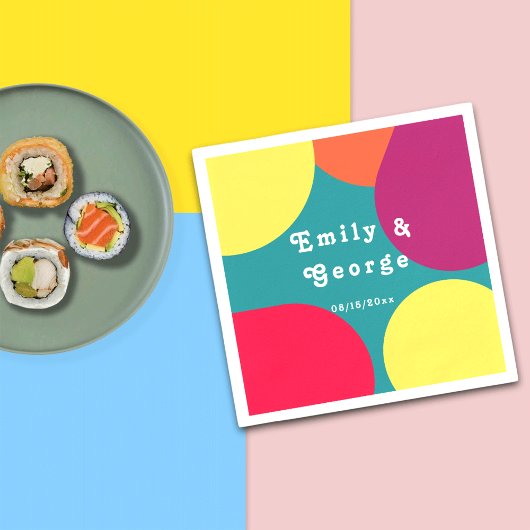 モダンカラフルお洒落Groovy抽象芸術結婚ズ スタンダードカクテルナプキン