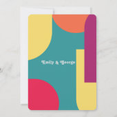 モダンカラフルお洒落Groovy抽象芸術結婚ズ セーブザデート (裏面)