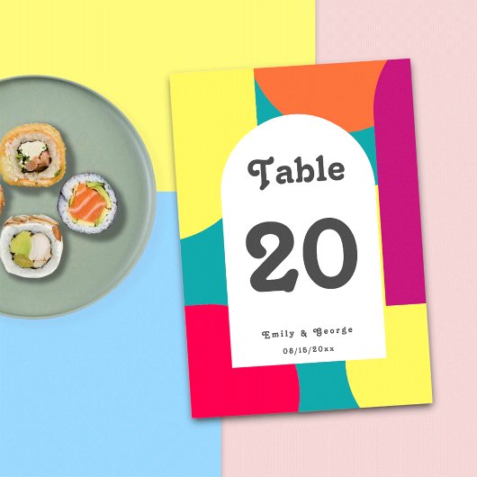 モダンカラフルお洒落Groovy抽象芸術結婚ズ テーブルナンバー