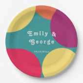 モダンカラフルお洒落Groovy抽象芸術結婚ズ ペーパープレート (正面)