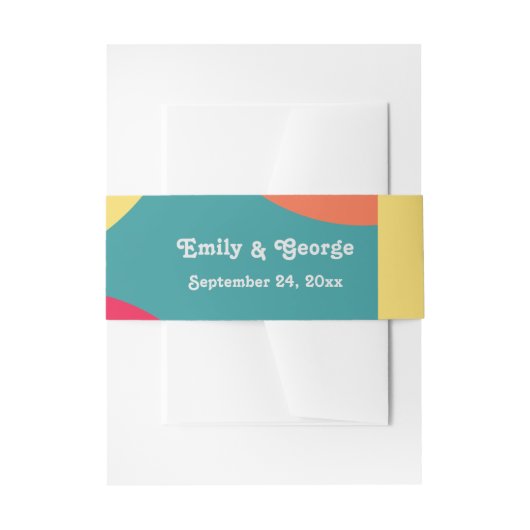 モダンカラフルお洒落Groovy抽象芸術結婚ズ 招待状ベリーバンド (正面例)