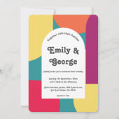 モダンカラフルお洒落Groovy抽象芸術結婚ズ 招待状 (正面)