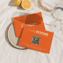 モダンカラフルお洒落QRコード結婚の 出欠カード