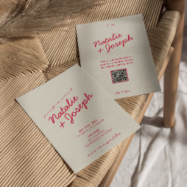 モダンカラフルお洒落QRコード結婚の 招待状