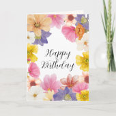 モダンカラフルかわいらしフローラ誕生日カード シーズンカード (正面)