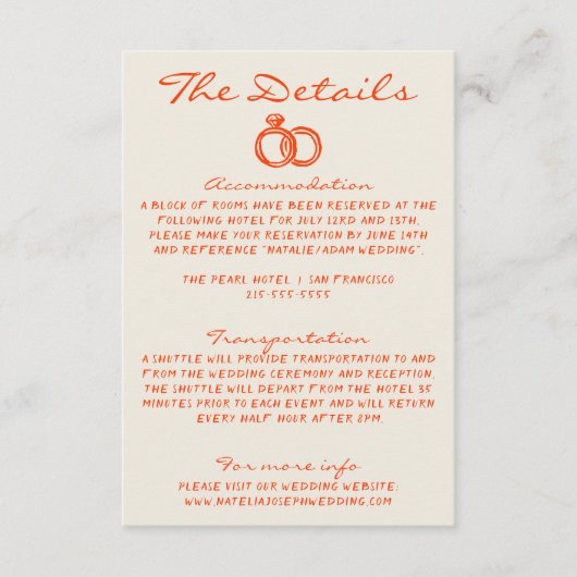 モダンカラフルなファンキーレトロ楽しい結婚式の詳細 エンクロージャーカード (正面)