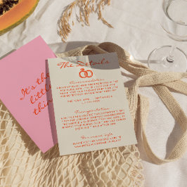 モダンカラフルなファンキーレトロ楽しい結婚式の詳細 エンクロージャーカード