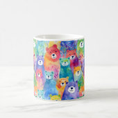 モダンカラフルな水彩画のクマ模様 コーヒーマグカップ (中央)