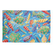 モダンカラフルな熱帯魚 枕カバー (裏面)