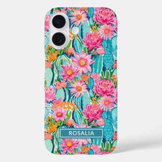 モダンカラフルな花咲くサボテンのオーダーメイド Case-Mate iPhoneケース (裏面)