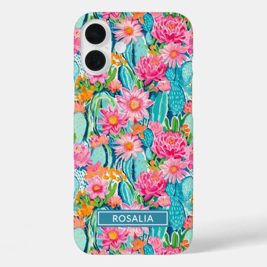モダンカラフルな花咲くサボテンのオーダーメイド Case-Mate iPhoneケース (裏面)