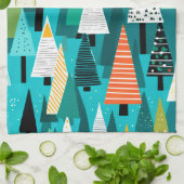 モダンカラフルのクリスマスツリーパターン キッチンタオル (折り畳み)