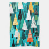 モダンカラフルのクリスマスツリーパターン キッチンタオル (縦)