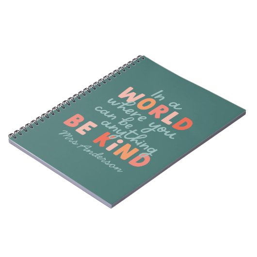 モダンカラフルはっきりしたタイポグラフィは優しい先生 ノートブック (左側)