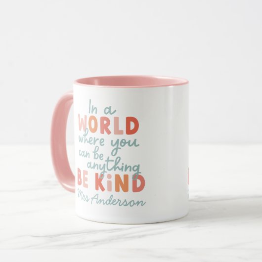 モダンカラフルはっきりしたタイポグラフィは優しい先生 マグカップ (正面左)