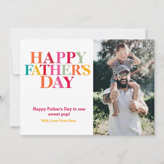 モダンカラフルはっきりしたタイポグラフィハッピー父の日 カード (正面)