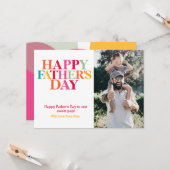モダンカラフルはっきりしたタイポグラフィハッピー父の日 カード (正面/裏面インサイチュ)