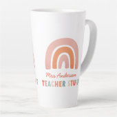 モダンカラフルはっきりしたタイポグラフィレインボー先生 カフェラテマグ (右アングル)