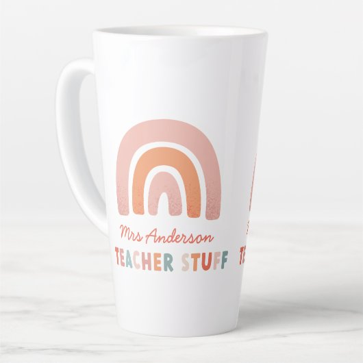 モダンカラフルはっきりしたタイポグラフィレインボー先生 カフェラテマグ (左アングル)