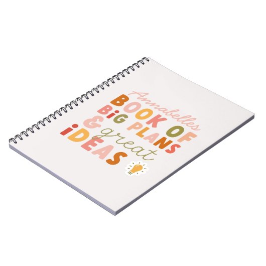 モダンカラフルはっきりしたタイポグラフィ計画とアイディア ノートブック (左側)