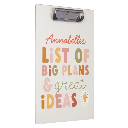 モダンカラフルはっきりしたタイポグラフィ計画及びアイディアなし クリップボード (右)