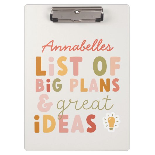 モダンカラフルはっきりしたタイポグラフィ計画及びアイディアなし クリップボード (正面)