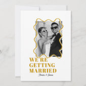 モダンカラフルはっきりした波ファンキー黄結婚波 招待状 (裏面)