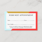 モダンカラフルはっきりした美しいサロン 予約カード (正面)