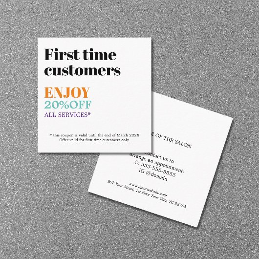 モダンカラフルはっきりした美しいサロン 割引カード