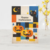 モダンカラフルアブストラクトハロウィン カード (黄色い花)
