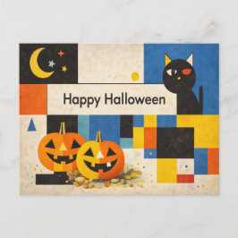 モダンカラフルアブストラクトハロウィン シーズンポストカード
