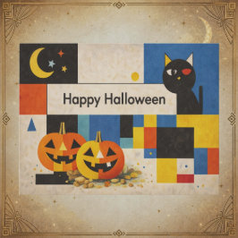 モダンカラフルアブストラクトハロウィン シーズンポストカード