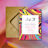 モダンカラフルアート抽象芸術結婚渦 招待状