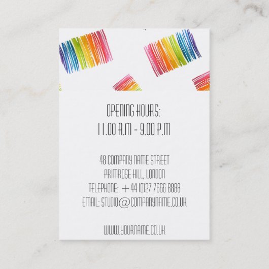 モダンカラフルインテリア・デザイナ・ビジネス・カード 名刺 (裏面)
