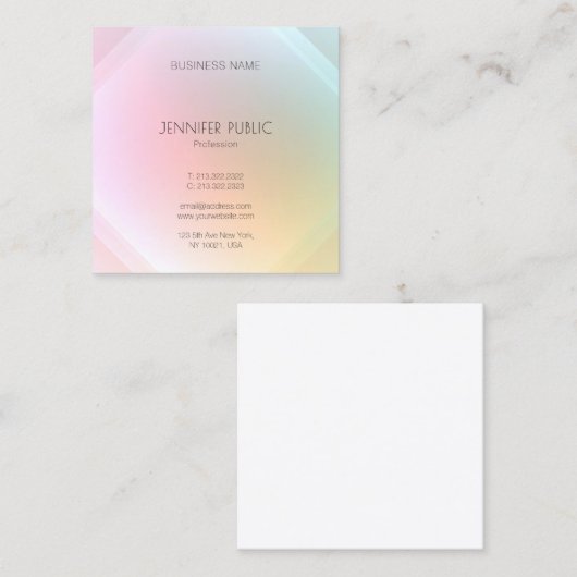 モダンカラフルエレガントデザインテンプレート スクエア名刺 (正面/裏面)