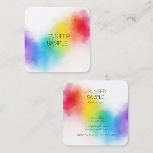 モダンカラフルエレガントプロフェッショナルテンプレート スクエア名刺 (正面/裏面)