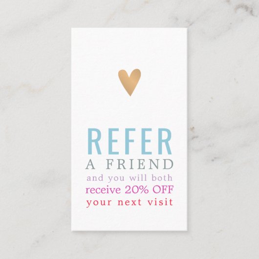 モダンカラフルエレガント金ゴールドハート美しいサロン 紹介カード (正面)