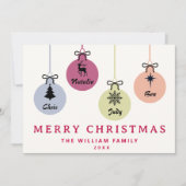 モダンカラフルオーナメント名写真なし シーズンカード (正面)