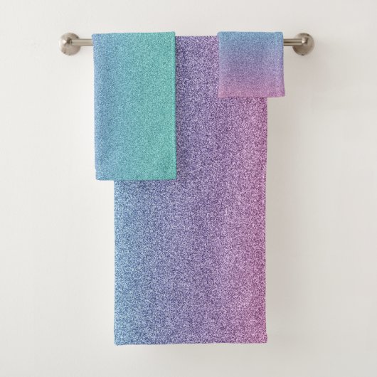 モダンカラフルカッコいいレインボーグリッター バスタオルセット (インサイチュ)