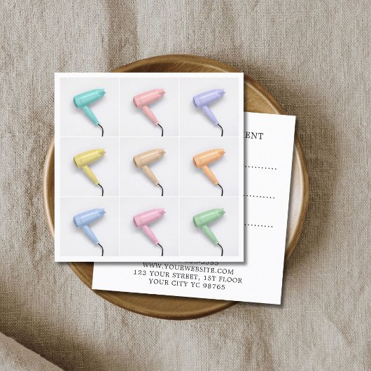 モダンカラフルカッコいいHairdryersフォトアポイントメント 予約カード